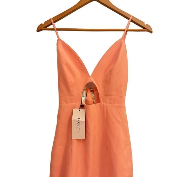 House of CB NWT Orange Cutout Midi Dress XSmall - Picture 3 of 7